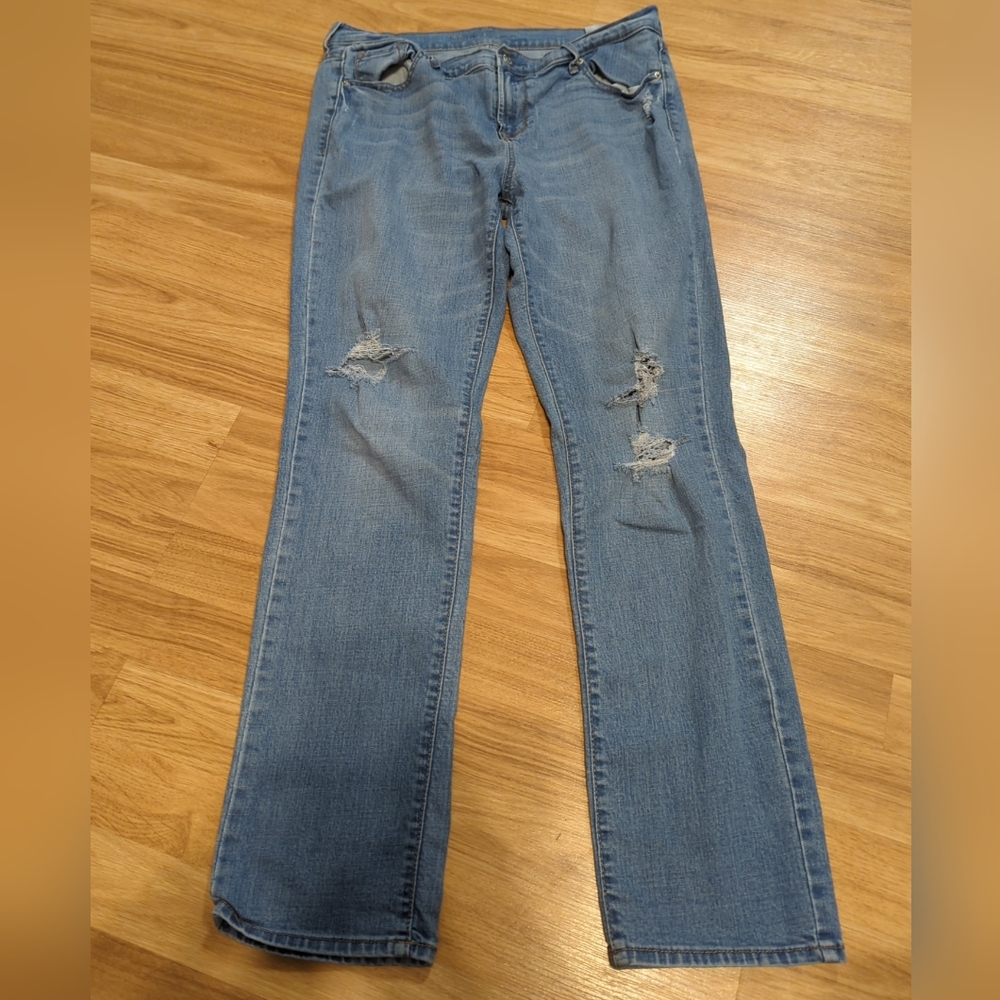 Old Navy Jeans Womens 10 Straight Denim Pants Ladies Light Wash Stretch Blue 493